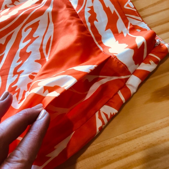 Orange Floral Woman High Waist Asymmetric Hem Pants Boho With White Blouse Sz S - Picture 11 of 13